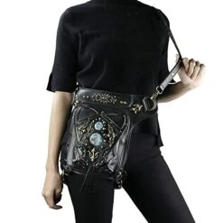 Gothic Waist Bag Fanny Pack Leather Steampunk Bag Side Bag Travel Purse Side Wallet Punk Rock Chain Leg Bag Crossbody Shoulder Messenger Bags Handbag Hip Holster Pouch For Women Girls (Black) 11 Gothic Waist Bag Fanny Pack Leather Steampunk Bag Side Bag Travel Purse Side Wallet Punk Rock Chain Leg Bag Crossbody Shoulder Messenger Bags Handbag Hip Holster Pouch For Women Girls (Black) -Vera Bradley Shop 41myZoCPxwL