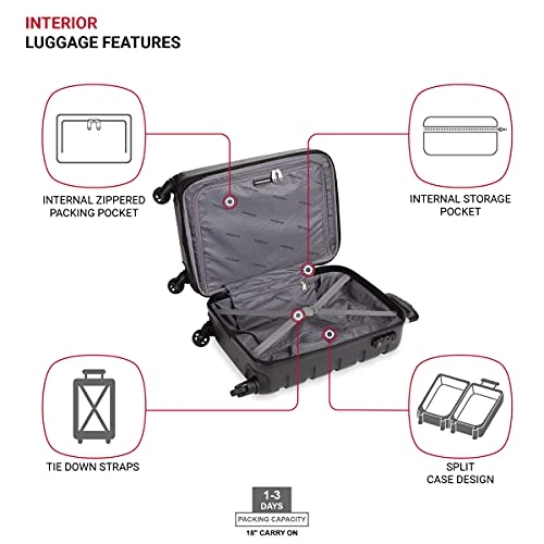 SwissGear 7366 Hardside Expandable Luggage With Spinner Wheels, Black, Carry-On 18-Inch 8 SwissGear 7366 Hardside Expandable Luggage With Spinner Wheels, Black, Carry-On 18-Inch - Image 6