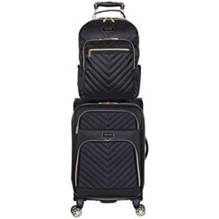 Kenneth Cole Reaction Women's Chelsea Luggage Chevron Softside 8-Wheel Spinner Expandable Suitcase Collection, Black, 2pc Bundle (Carry On+Backpack) -Vera Bradley Shop 41n6PpByj S