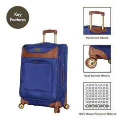 Caribbean Joe Castaway Designer Luggage - 4 Piece Softside Expandable Lightweight Spinner Suitcases- Travel Set Includes Tote Bag, 20-Inch Carry On, 24 Inch And 28-Inch Suitcases (Royal Blue) -Vera Bradley Shop 41ngYvCnO2L