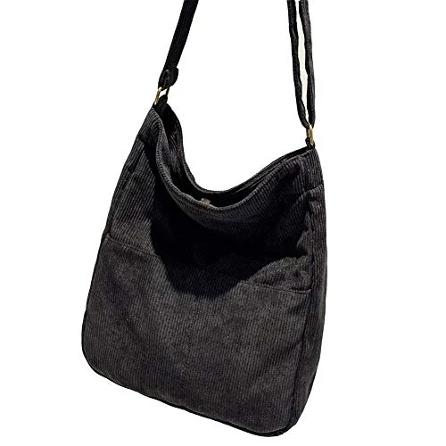 BOBILIKE Women Shoulder Bags Corduroy Crossbody Bag Handbag Purse Schoolbag, Black 6 BOBILIKE Women Shoulder Bags Corduroy Crossbody Bag Handbag Purse Schoolbag, Black - Image 4