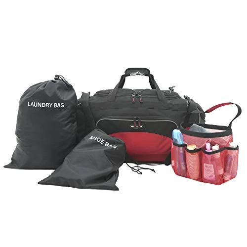 Travelers Club 4 Piece Gym Duffel And Accessory Set, Red 3 Travelers Club 4 Piece Gym Duffel And Accessory Set, Red
