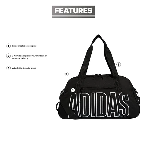 Adidas Graphic Duffel Bag, Black/White, One Size 8 Adidas Graphic Duffel Bag, Black/White, One Size - Image 6
