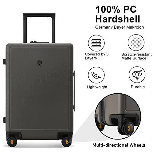 LEVEL8 Elegance Checked Luggage, 24 Inch Hardside Suitcase, Lightweight PC Matte Hardshell With TSA Lock, Spinner Wheels - Olive Green 7 LEVEL8 Elegance Checked Luggage, 24 Inch Hardside Suitcase, Lightweight PC Matte Hardshell With TSA Lock, Spinner Wheels - Olive Green - Image 5