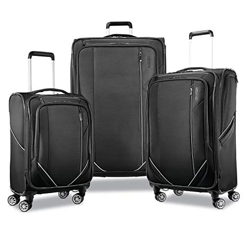 American Tourister Zoom Turbo Softside Expandable Spinner Wheel Luggage, Black, Checked-Large 28-Inch 4 American Tourister Zoom Turbo Softside Expandable Spinner Wheel Luggage, Black, Checked-Large 28-Inch - Image 2