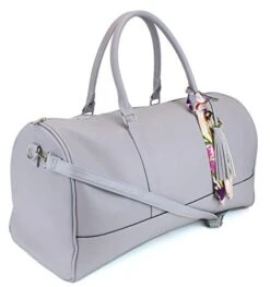 Women's Large PU Leather Weekender Duffel Bag With Satin Interior - Big 22" Carry-On Size - Light Grey -Vera Bradley Shop 41rDBZyJiDL