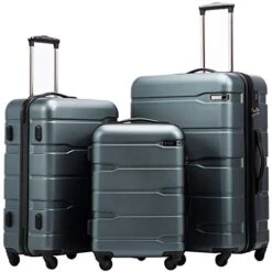 Coolife Luggage Expandable 3 Piece Sets PC+ABS Spinner Suitcase 20 Inch 24 Inch 28 Inch (Teal New)