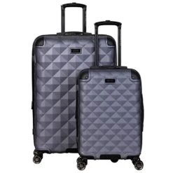 Kenneth Cole Reaction Diamond Tower Luggage Collection Lightweight Hardside Expandable 8-Wheel Spinner Travel Suitcase, Smokey Purple, 2-Piece Set (20" & 28")