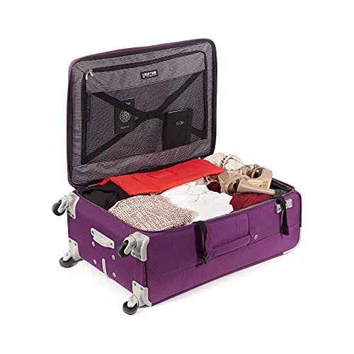 Cloe Checked Large 28 Inch Water-Resistant Luggage With 360º-spinner Wheels In Purple Color 11 Cloe Checked Large 28 Inch Water-Resistant Luggage With 360º-spinner Wheels In Purple Color - Image 9