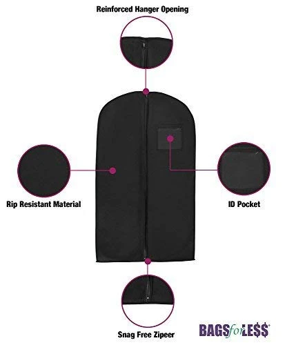 New Breathable 54" Suit/Dress Black Garment Bag By Bags For LESSTM 4 New Breathable 54" Suit/Dress Black Garment Bag By Bags For LESSTM - Image 2