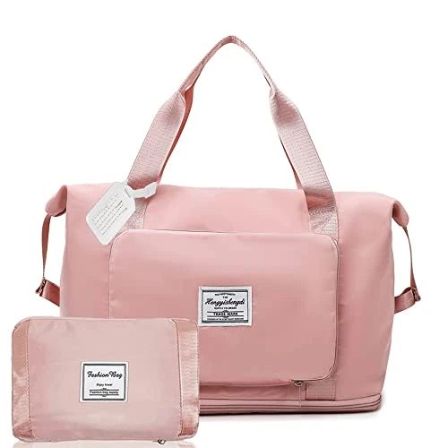 Large Capacity Folding Travel Bag, Travel Duffel Bag With Luggage Tag, Waterproof Lightweight Gym Bag With Wet And Dry Separation Bag, For Travel, Sports, Gym, Pink 4 Large Capacity Folding Travel Bag, Travel Duffel Bag With Luggage Tag, Waterproof Lightweight Gym Bag With Wet And Dry Separation Bag, For Travel, Sports, Gym, Pink - Image 2