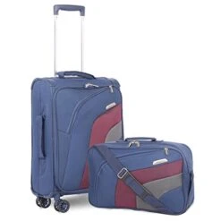 Aerolite 21" Carry On Ultra Lightweight Spinner Suitcase & Flight Bag Under Seat Shoulder Bag Set (Navy)