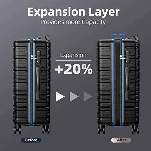 BEOW Expandable Luggage Sets Clearance 3 Piece Hardshell Lightweight PC+ABS Suitcase Spinner Wheels TSA Lock Black 5 BEOW Expandable Luggage Sets Clearance 3 Piece Hardshell Lightweight PC+ABS Suitcase Spinner Wheels TSA Lock Black - Image 3