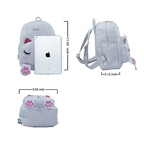 Mini Backpack For Girls Cute Cat Design Fashion Leather Bag Women Casual Fashion(Grey) 9 Mini Backpack For Girls Cute Cat Design Fashion Leather Bag Women Casual Fashion(Grey) - Image 7