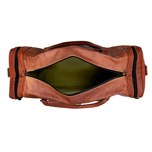24 Inch Genuine Leather Duffel Travel Overnight Weekend Leather Bag Sports Gym Duffel Luggage Travel Bag For Men And Women Travelling Cabin Duffle Yoga Gym Bag (24 Inch Brown) 5 24 Inch Genuine Leather Duffel Travel Overnight Weekend Leather Bag Sports Gym Duffel Luggage Travel Bag For Men And Women Travelling Cabin Duffle Yoga Gym Bag (24 Inch Brown) - Image 3
