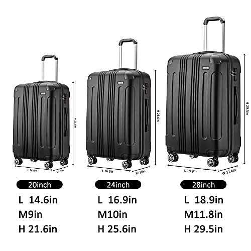 JOYWAY Luggage 3 Piece Set Suitcase Lightweight Hardshell TSA Lock Spinner (black) 4 JOYWAY Luggage 3 Piece Set Suitcase Lightweight Hardshell TSA Lock Spinner (black) - Image 2