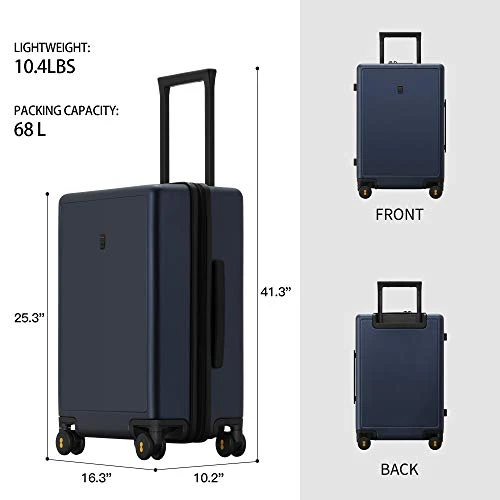 LEVEL8 Elegance Checked Luggage, 24 Inch Hardside Suitcase, Lightweight PC Matte Hardshell With TSA Lock, Spinner Wheels - Navy Blue 4 LEVEL8 Elegance Checked Luggage, 24 Inch Hardside Suitcase, Lightweight PC Matte Hardshell With TSA Lock, Spinner Wheels - Navy Blue - Image 2