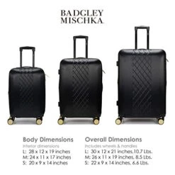 Badgley Mischka Modern Trolley Diamond 3 Piece Expandable Spinner Wheels Luggage / Suitcase Set (Black) -Vera Bradley Shop 41uCQdzYJeL
