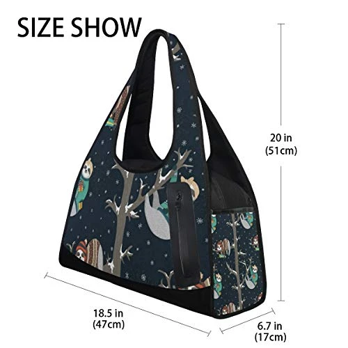 Gym Bag Funny Baby Sloths Women Yoga Canvas Duffel Bag Crossbody Tennis Racket Tote Travel Bags 7 Gym Bag Funny Baby Sloths Women Yoga Canvas Duffel Bag Crossbody Tennis Racket Tote Travel Bags - Image 5