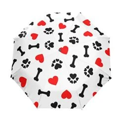 XLING Automatic Umbrellas Love Animal Dog Paw Print Anti-Slip Windproof Compact Rain Umbrella For Women Men