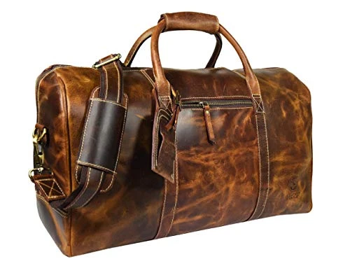 Leather Castle Genuine Vintage Men’s Duffel Sports Gym, Travel, Carry-on Luggage Bag, Light Brown 3 Leather Castle Genuine Vintage Men’s Duffel Sports Gym, Travel, Carry-on Luggage Bag, Light Brown