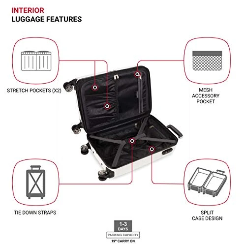 SwissGear 7272 Energie Hardside Expandable Luggage With Spinner Wheels, White, Carry-On 19-Inch 9 SwissGear 7272 Energie Hardside Expandable Luggage With Spinner Wheels, White, Carry-On 19-Inch - Image 7