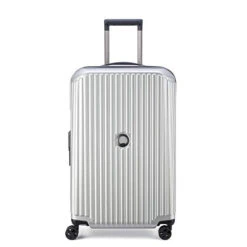 DELSEY Paris Securitime Expandable Luggage With Spinner Wheels, Silver, Checked-Medium 25 Inch