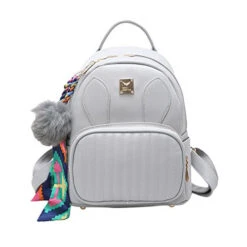 ABage Women's Leather Backpack Purse College School Travel Casual Daypack Handbag, Grey