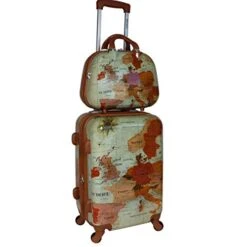 World Traveler Europe 2-Piece Carry-On Spinner Luggage Set With TSA Lock, Brown, One_Size -Vera Bradley Shop 41ysbS4qYqL