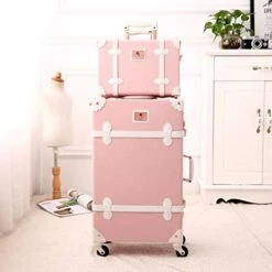 UNIWALKER Vintage Suitcase Set 20 Inch Carry On Spinner Luggage With 12 Inch Handbag For Women (Embossed Pink) -Vera Bradley Shop 41ywz9hHykL