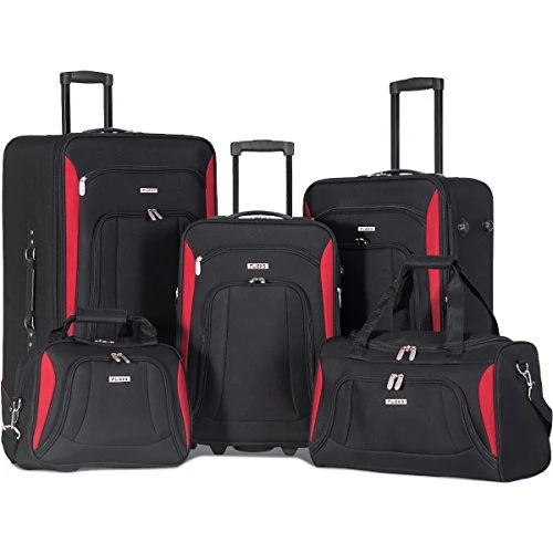 Flieks 5 Piece Luggage Set Deluxe Expandable Rolling Suitcase (black&red) 3 Flieks 5 Piece Luggage Set Deluxe Expandable Rolling Suitcase (black&red)