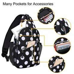 MOSISO Sling Backpack,Travel Hiking Daypack White Dot Rope Crossbody Chest Bag, Black -Vera Bradley Shop 51 5YLveY0L
