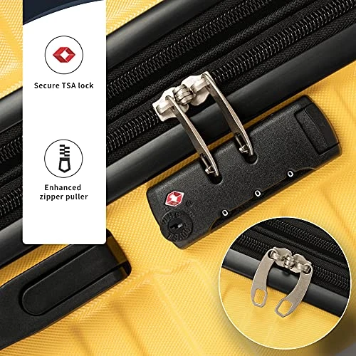 Flieks Luggage Sets TSSA 3 Piece Spinner Suitcase Lightweight 20 24 28 Inch (Yellow) 9 Flieks Luggage Sets TSSA 3 Piece Spinner Suitcase Lightweight 20 24 28 Inch (Yellow) - Image 7