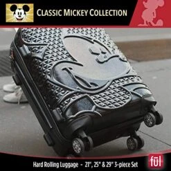 FUL Disney Mickey Mouse 3 Piece Rolling Luggage Set, Hardside Suitcase With Spinner Wheels, 21 Inch, 25 Inch And 29 Inch, Black -Vera Bradley Shop 51 uM x3sIL