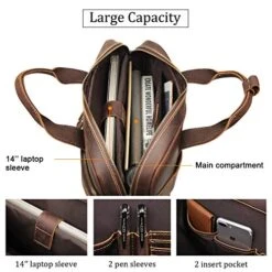 Augus Leather Messenger Bag For Men Vintage Travel Backpack 15.6 Inch Laptop Briefcase Shoulder Bags With YKK Metal Zipper 11 Augus Leather Messenger Bag For Men Vintage Travel Backpack 15.6 Inch Laptop Briefcase Shoulder Bags With YKK Metal Zipper -Vera Bradley Shop 510LPATpmWL