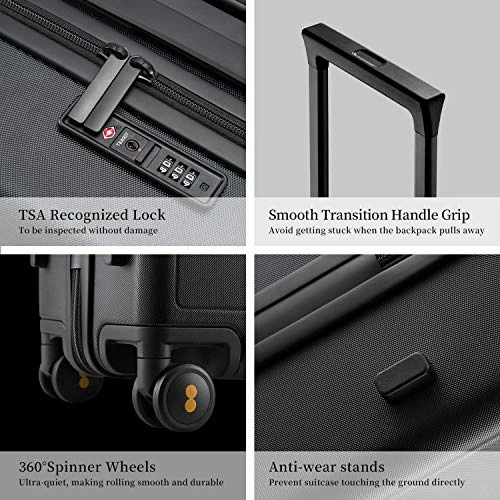 LEVEL8 Luminous Textured Medium Checked Luggage, 24” Hardshell Suitcase, Lightweight PC Textured Hardside Spinner Trolley For Luggage, TSA Approved Checked Luggage With 8 Spinner Wheels, Black, 24-Inch Checked-In 8 LEVEL8 Luminous Textured Medium Checked Luggage, 24” Hardshell Suitcase, Lightweight PC Textured Hardside Spinner Trolley For Luggage, TSA Approved Checked Luggage With 8 Spinner Wheels, Black, 24-Inch Checked-In - Image 6