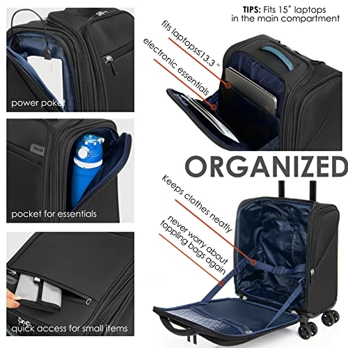 VERAGE Carry On Underseat Luggage With Wheels & USB Port, Wheeled Spinner Bag Carry-on Luggages For Airlines, Lightweight Suitcase Men Women, Pilots And Crew (14-Inch Compact) 8 VERAGE Carry On Underseat Luggage With Wheels & USB Port, Wheeled Spinner Bag Carry-on Luggages For Airlines, Lightweight Suitcase Men Women, Pilots And Crew (14-Inch Compact) - Image 6