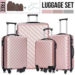 4 Piece Luggage Sets,Travel Suitcase Spinner Hardshell Lightweight W/Free Suitcase Cover& Hanger (Rose Gold, 18 20 24 28 Inch) 16 4 Piece Luggage Sets,Travel Suitcase Spinner Hardshell Lightweight W/Free Suitcase Cover& Hanger (Rose Gold, 18 20 24 28 Inch) -Vera Bradley Shop 510dHD ZFIL 6aed132b 034e 4fae b402 4a395693be20