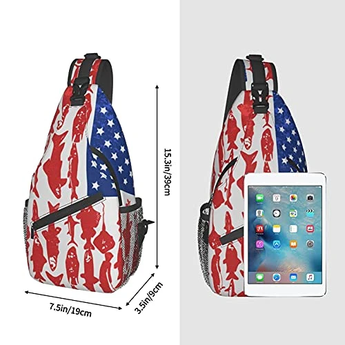 American Flag Fish Sling Bag Crossbody Backpack Shoulder Casual Chest Bags For Travel Gym Sport Hiking 8 American Flag Fish Sling Bag Crossbody Backpack Shoulder Casual Chest Bags For Travel Gym Sport Hiking - Image 6