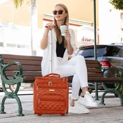 16.5" Underseat Women Luggage Carry On Suitcase - Small Rolling Tote Bag With Wheels (Orange) 19 16.5" Underseat Women Luggage Carry On Suitcase - Small Rolling Tote Bag With Wheels (Orange) -Vera Bradley Shop 51100Q2Nr 2BL