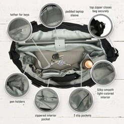 Lily & Drew Nylon Crossbody Bag For Women With Shoulder Strap, Luggage Strap, Laptop Sleeve (Black) -Vera Bradley Shop 5112pOegxZL