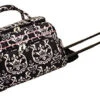 Jenni Chan Damask Deluxe Carry-All Rolling Duffel, Black/Pink, One Size 2 Jenni Chan Damask Deluxe Carry-All Rolling Duffel, Black/Pink, One Size -Vera Bradley Shop 511d3kgS1nL