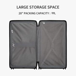 LEVEL8 Trunk Luggage, 28 Inch Luggage With Spinner Wheels, Luminous Textured 28 Inch Checked Large Luggage, Lightweight PC With TSA Lock - 28 Inch, Black -Vera Bradley Shop 5126RY3qKPL