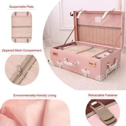 UNIWALKER Vintage Suitcase Set 20 Inch Carry On Spinner Luggage With 12 Inch Handbag For Women (Embossed Pink) -Vera Bradley Shop 512IP3Kha6L