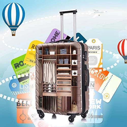 Apelila 5 Piece Luggage Sets,Travel Suitcase Spinner Hardshell Lightweight W/Free Suitcase Cover& Hanger (4PC Champagne Gold With Bag) 7 Apelila 5 Piece Luggage Sets,Travel Suitcase Spinner Hardshell Lightweight W/Free Suitcase Cover& Hanger (4PC Champagne Gold With Bag) - Image 5