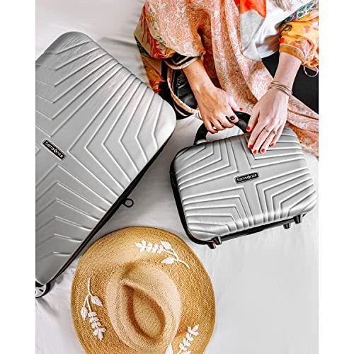 Samsonite Hers N Hers Luggage With Spinner Wheels, 2-Piece Set (BeautyCrate Plus Carry-On), Brushed Silver 4 Samsonite Hers N Hers Luggage With Spinner Wheels, 2-Piece Set (BeautyCrate Plus Carry-On), Brushed Silver - Image 2