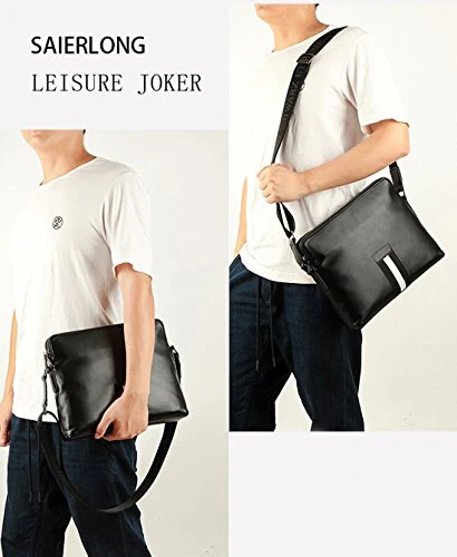Saierlong New Mens Black Genuine Leather Briefcase Messenger Bags Business Handbags 5 Saierlong New Mens Black Genuine Leather Briefcase Messenger Bags Business Handbags - Image 3