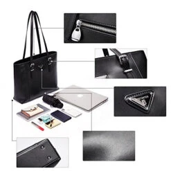 BOSTANTEN Women Briefcase Leather Laptop Tote Handbags 15.6" Computer Shoulder Bags Black -Vera Bradley Shop 512TE0erAVL