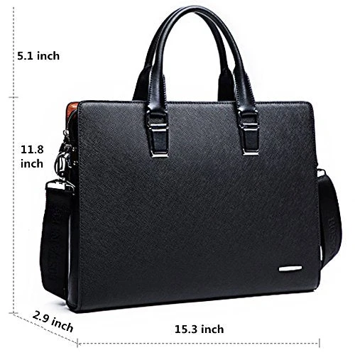 Bostanten Formal Leather Briefcase Shoulder Laptop Business Bag For Men Black 8 Bostanten Formal Leather Briefcase Shoulder Laptop Business Bag For Men Black - Image 6