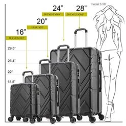 4PC Luggage Sets, ABS Hardshell Luggage Set Lightweight Hard Shell Travel Suitcases W/Spinner Wheels Free Suitcase Cover(18 20 24 28Inch) (Black) -Vera Bradley Shop 512oCfrwUOL